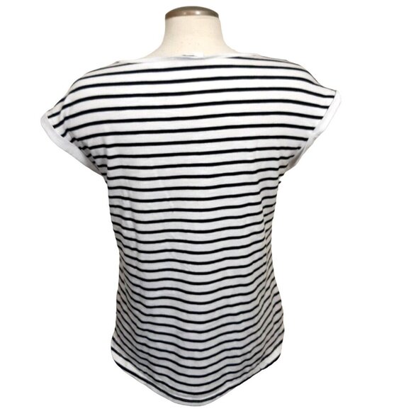 Rickis T Shirt Womens M Black White Striped Watermelon Graphic Tee Cap Sleeve - Picture 6 of 8